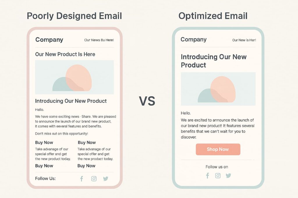 showing a poorly designed email