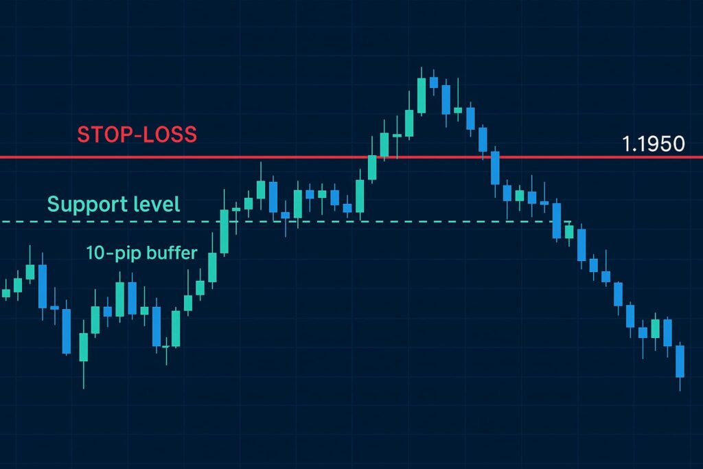 forex chart with stop-loss in trading at 1.1950 on GBP/USD
